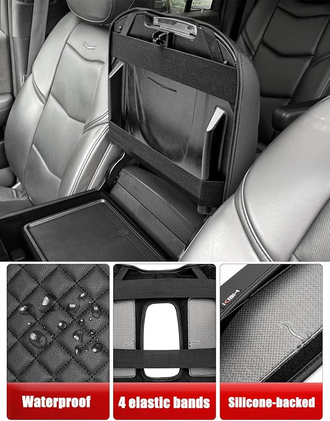 KBH Center Console Armrest Cover for 2015-2020 Cadillac Escalade, Vinyl Leather Trim, Middle Console Cushion Protector, Anti-Scratch, Black