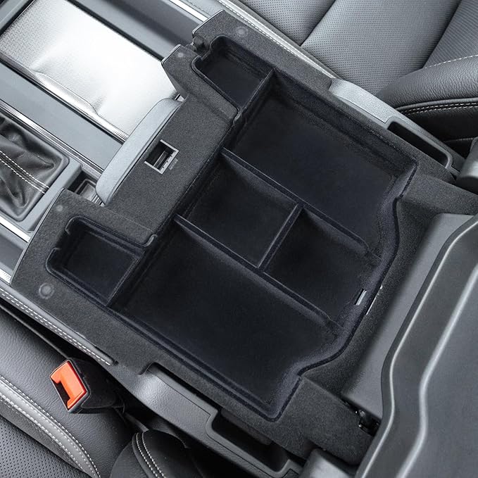 PIMCAR Center Console Organizer Upgrade Flocked Liner Interior Compatible with Dodge RAM 1500 2500 3500 2019-2025 2026 ABS Plastic Material Shell Armrest Box Insert Tray Accessories