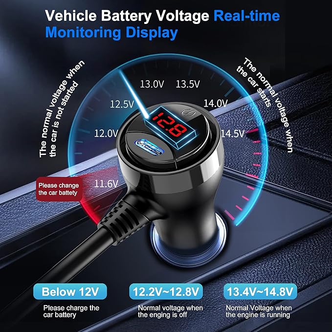 Cigarette Lighter Plug Splitter Adapter, EUGIZMO 222W Multi Port Power Plug Car Charger Adapter for Plug Outlet 12V 3 Socket Splitter Car Cigarette Lighter USB Charger with LED Independent Switches