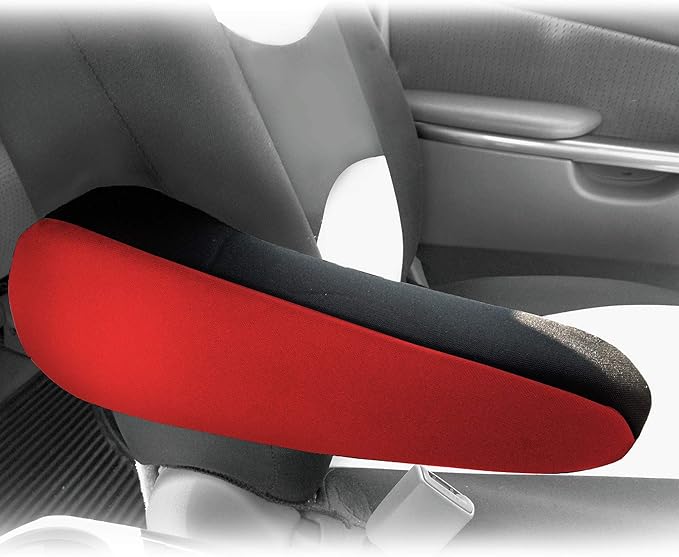 FH Group Flat Cloth Fabric Red Armrest Cover Semi-Universal Fit, One Pair Red