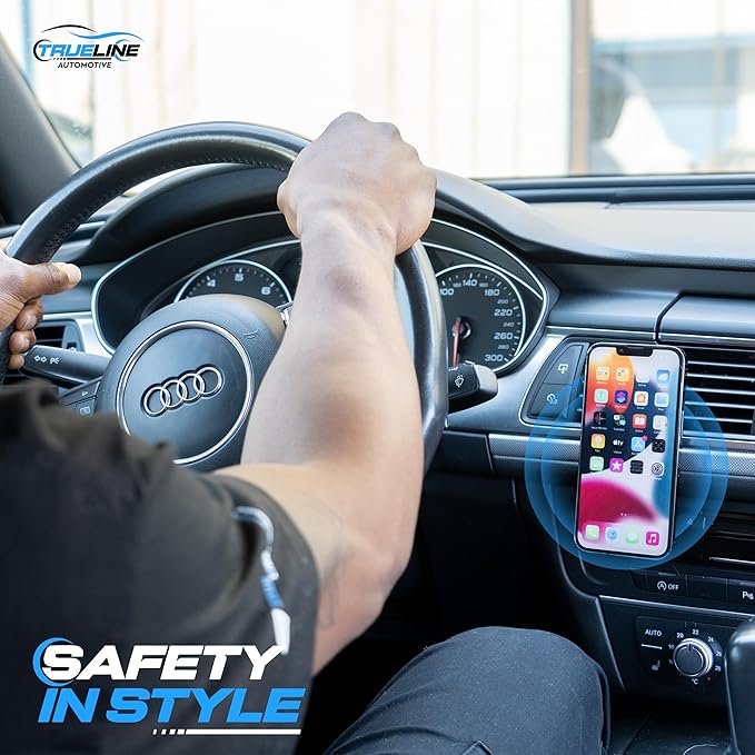 TRUE LINE Automotive Phone Mount - Magnet Mount for Car, Magnetic Phone Holder with Silicone Pad (Silver)