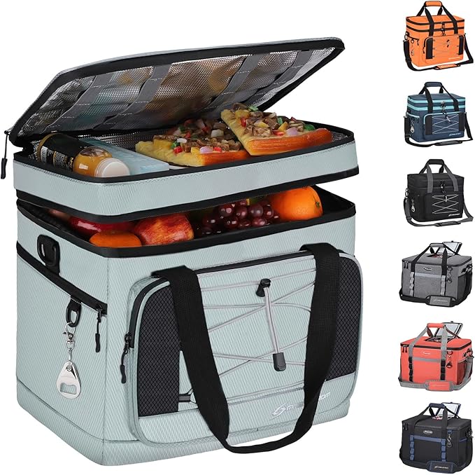 Maelstrom Portable Collapsible Soft Cooler Bag – 24/30/60 Cans Double-Deck Leakproof Ice Chest for Beach, Camping & Grocery