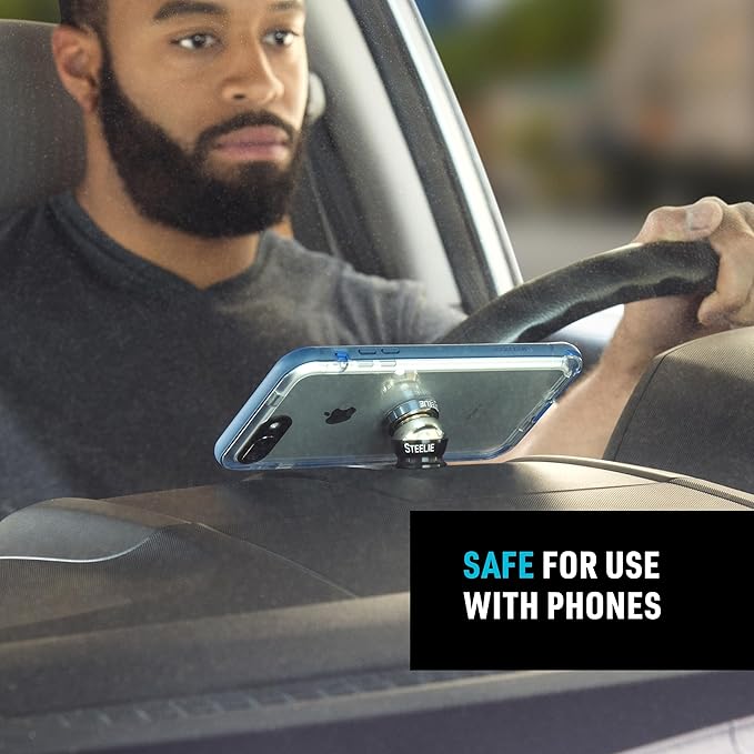 Nite Ize Steelie Magnetic Phone Socket Plus - Dashboard Phone Mount Socket with Strong Magnet - Phone Holder Accessory Compatible with Steelie Phone Mounting Systems - Grey