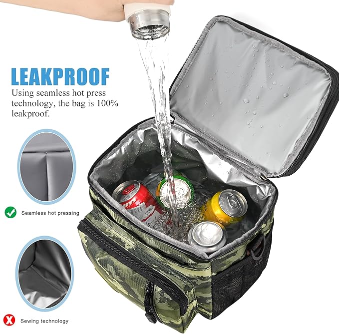 MIYCOO Lunch Bag & Lunch Box for Men Women, Double Deck Leakproof Insulated Soft Large Adult Camping Cooler bag for Work, Beach, Picnic, Travel (Camouflage, 15L)