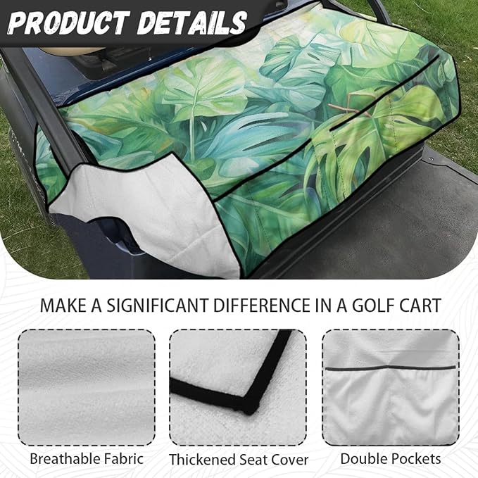 Biyejit Golf Cart Seat Covers with 4 Pockets Golf Cart Seat Towel Blanket Fits 2-Seat Golf Carts, Golf Cart Accessories