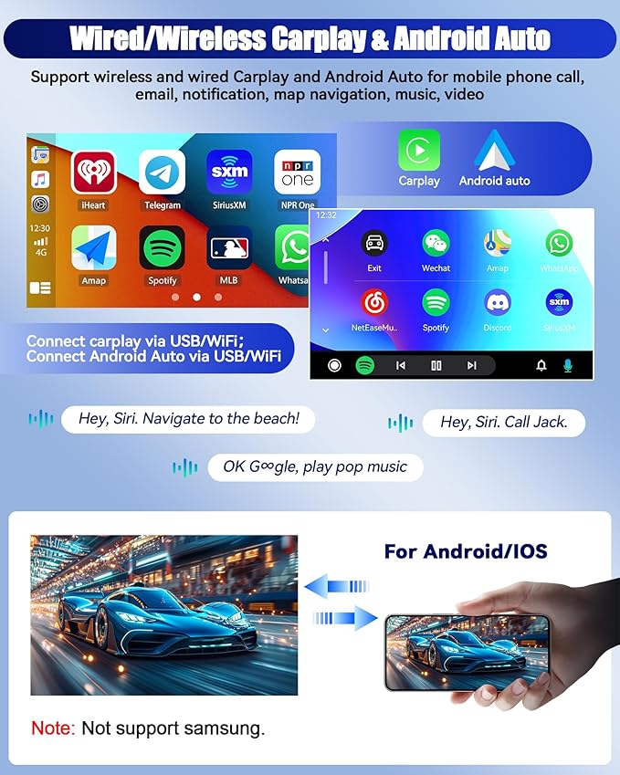8 Core 6G+128G for Hyundai Sonata 2010-2015 Android 15 Car Stereo, 9.7" IPS 2.5D Car Radio Wireless Carplay Android Auto/59UI /FM/RDS /32EQ /DSP/GPS/WiFi/SWC + AHD Backup Camera