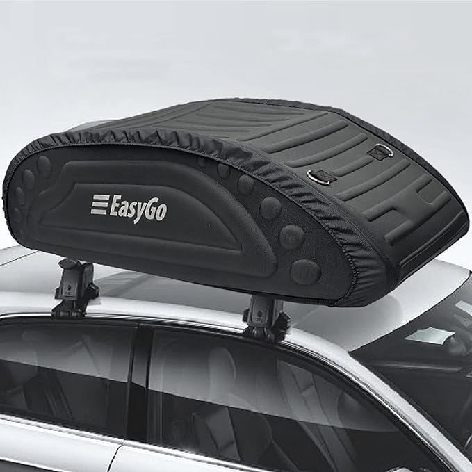 EasyGoProduct Aerodynamic Car Rooftop Cargo Carrier Bag - Soft Roof Top Luggage Bag for All Vehicles SUV with/Without Rack � Hard Sides - 4 Adjustable Straps � 8 Cubic Feet - Fold Flat Storage Bag