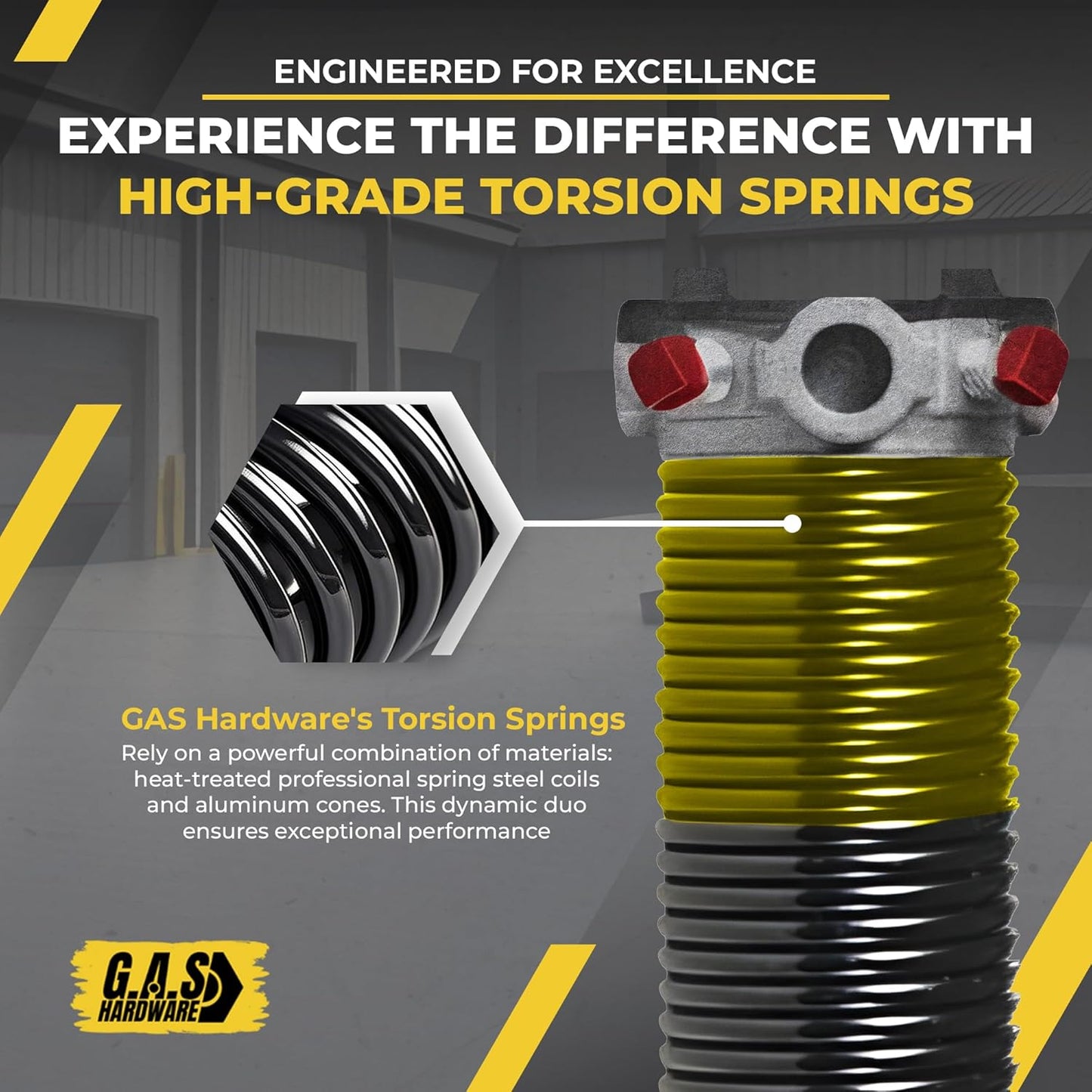 Garage Door Torsion Spring 250x2x32 Torsion Springs for Garage Door Repair Left Hand Wound Replacement for Right Side of Garage Door with 1" Steel Bearing, Gloves, Manual and Winding Bars (Black Cone)