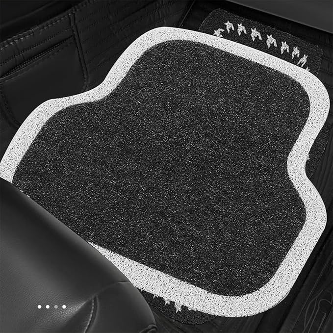 Universal 2pcs Car Floor Mats Rear Seat Non-Slip Sturdy Automotive Foot Mats with White Edge, Wear-Resistant Carpet Liners for SUV Truck Interior Protection