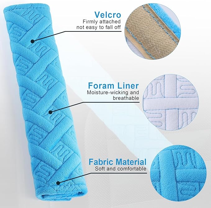 JUSTTOP 2-Pack Universal Car Seat Belt Pads Cover for A More Comfortable Driving, Seat Belt Shoulder Strap Covers Harness Pad for Car Interior Accessories(Blue)
