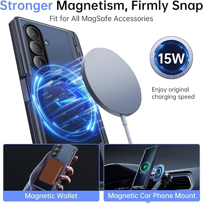 MOBOSI Magnetic for Z Fold 7 Case with Privacy Screen Protector, Samsung Galaxy Z Fold7 Cover[Compatible with Magsafe & Full Body Hinge Protection] Shockproof Phone Cases for zfold 7, Black