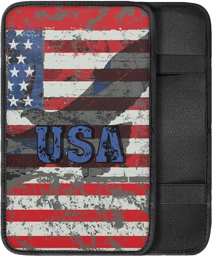 USA Flag Eagle Arm Rest Cushion Pads for Vehicle Arm Rest Cushion Pads Anti-dust Dog & Cat Paws Protector Universal Fit for SUV/Truck/Vehicle