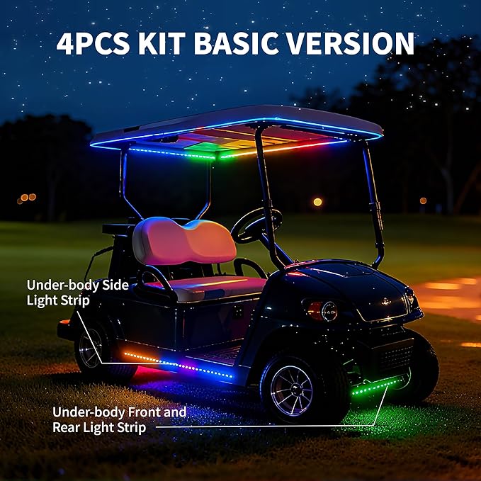Golf Cart Lights underglow Light kit/Accessories Lighting/Wheel Lights/led Lights underbody/Remote, Music Sync, IP67 Waterproof for EZGO/Yamaha/Club Car (4Pcs)