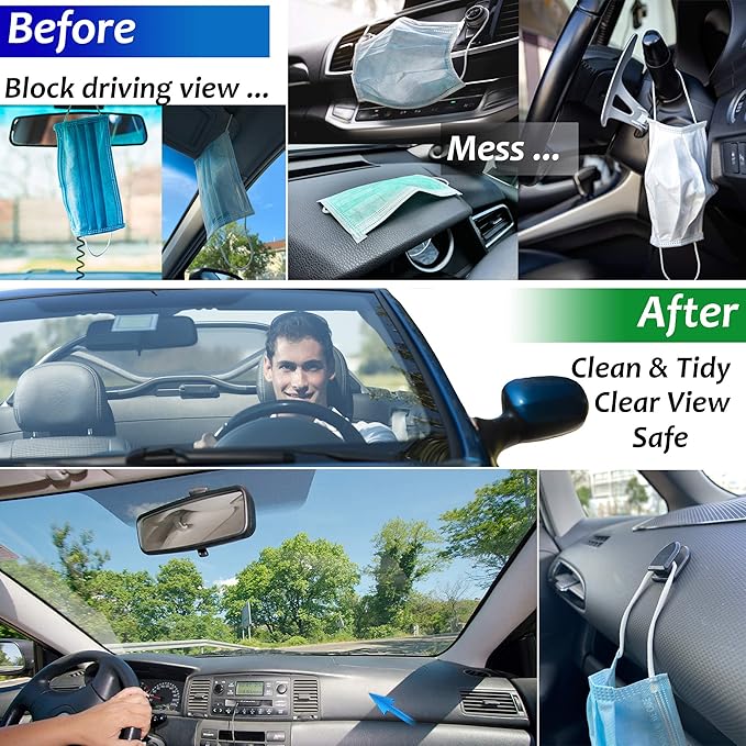 Randconcept - Car Key Holder Hanger for Mask Car Dashboard Hook Stick on Dashboard | Wall Fob Hanging Hooks | Key Fob Holder | USB Cable Organizer | Earphone Cable Winder (4 Pack)