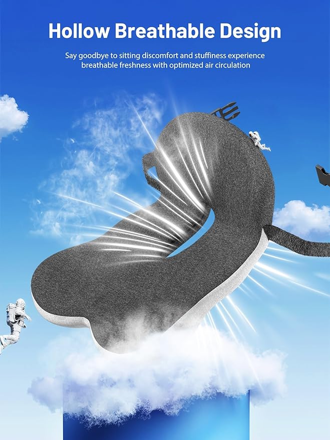 Car Seat Cushion - Memory Foam L-Shaped with Lumbar Support & Anti-Slip Design for Long Driving Comfort
