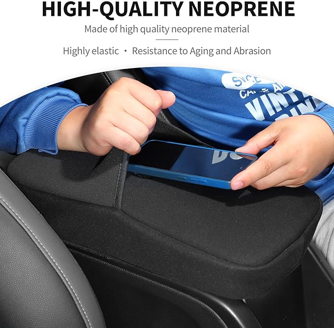 JeCar Armrest Pad Cover Neoprene Center Console Cushion Interior Accessories Compatible with Chevy Colorado & GMC Canyon 2014-2022, Black