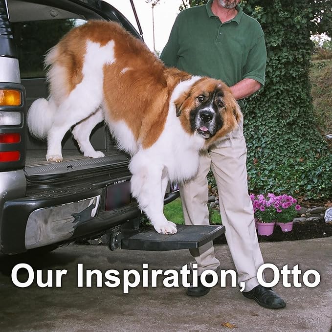 USA Made Otto Step Pet Ramp Step Helps Dogs Get in & Out of Car Van SUV | Portable Lightweight Dog Ramp | Simply Slide into 2 inch Trailer Hitch Receiver | No Tools Needed | Essential Pet Gear |