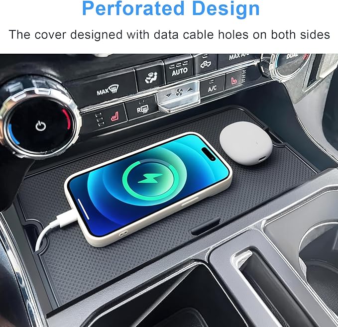 Center Console Compartment Cover for Ford F150 Accessories 2021-2025 2026/Lightning XLT PRO 2022-2025 Interior Hidden Panel Secret Pocket Lid USB Hole (Fits The Open Pocket in Front of The Shifter)