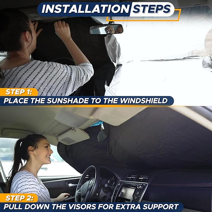 EcoNour Foldable Car Windshield Sun Shade | Sun Shade for Car Windows Blocks UV Rays and Keeps The Heat Out | Foldable Essential Accessory for Enhanced Comfort | XXX-Large (70 x 42 inches)