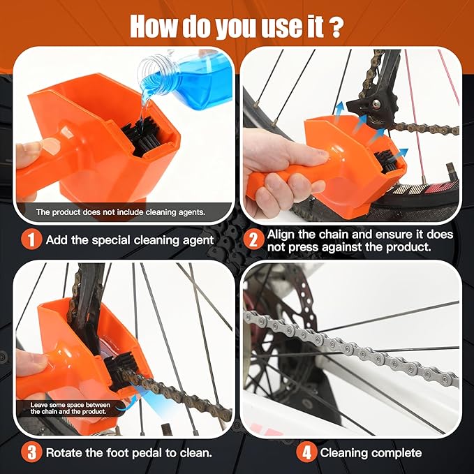 Revolutionary Soak Action Bike Chain Cleaner, Deep Clean in 3 Mins, No Assembly, Ready to Use, All-in-One Tool for MTB & Road Bikes