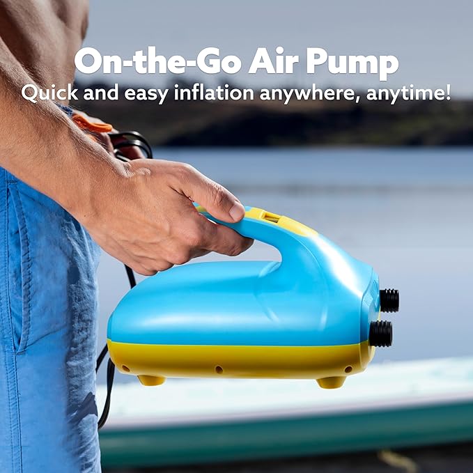 Sloosh Electric Paddle Board Pump, 20 PSI High-Pressure Dual-Stage Inflation SUP Air Pump with Auto-Off Function, 12V DC Car Connector for Inflatable Paddle Boards, Kayaks, Boats, and Air Mattresses