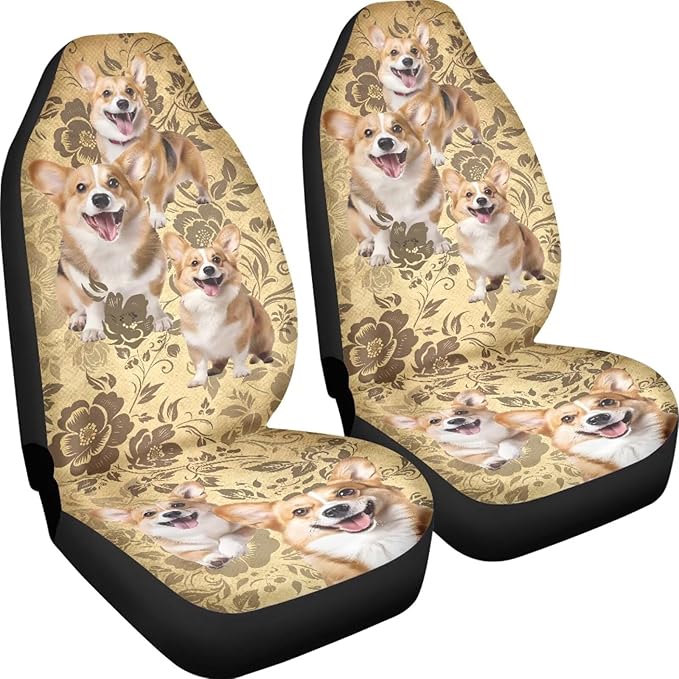 Car Seat Covers Set of 2, Seat Protector for Car Front Seat,Universal Auto Print Seat Covers for Cars SUV Trucks(Dog 81)