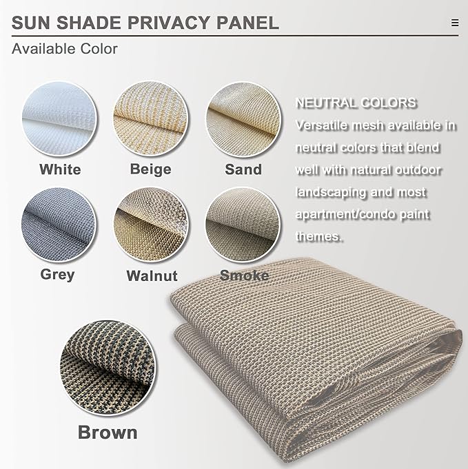 Alion Home Sun Shade Privacy Panel with Grommets and Hems on 4 Sides for Patio, Awning, Window, Pergola or Gazebo - Mocha Brown (10' x 7')