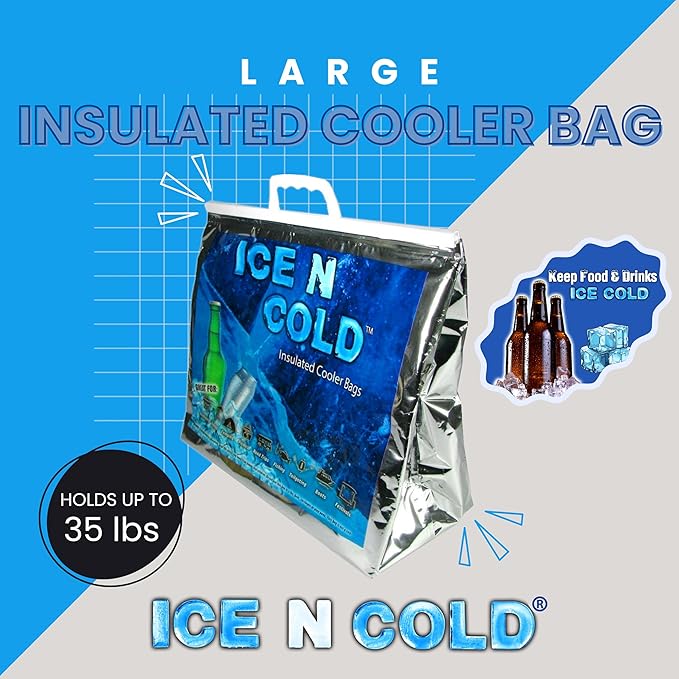 Insulated Cooler Bag - Large 35 lbs Capacity (Pack of 1) | Lightweight, Soft, Collapsible | Ideal for Groceries, Camping, Hiking, Beach, Travel