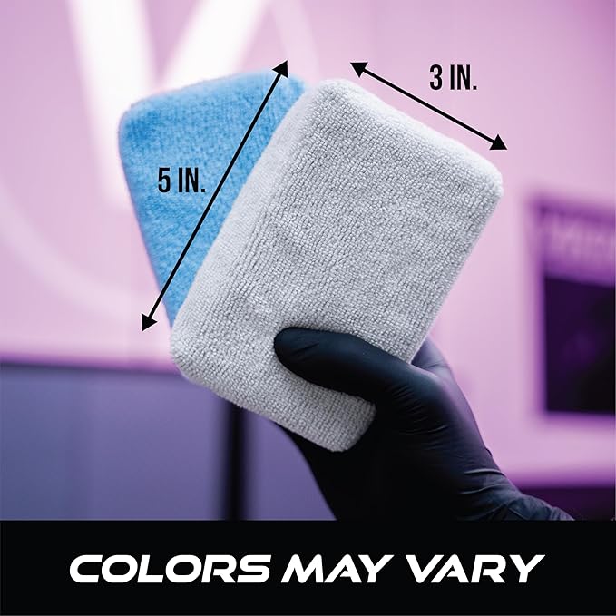 VIKING Microfiber Applicator Pads, Rectangular Polishing Pad, Cleaning Pads for Car Detailing, 3 Inch x 5 Inch, Grey, 6 Pack