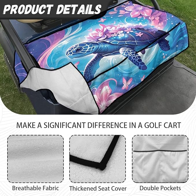 Biyejit Golf Cart Seat Covers with 4 Pockets Golf Cart Seat Towel Blanket Fits 2-Seat Golf Carts, Golf Cart Accessories