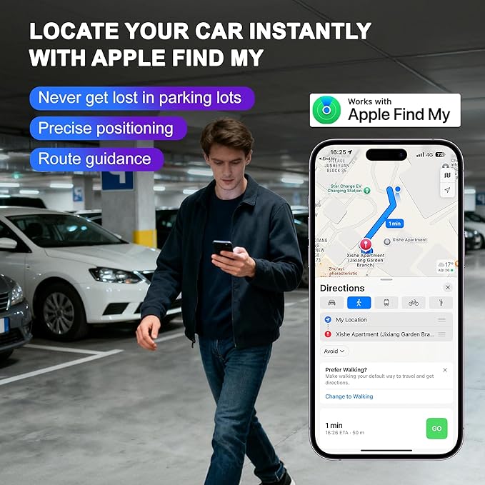 15W Fast Wireless Car Charger with Air Tracker Tag GPS Bulid in(iOS Only)-Air Vent Phone Mount, Works with Apple Find My, Hidden＆Undetectable (Wireless Car Charger with Tracker)