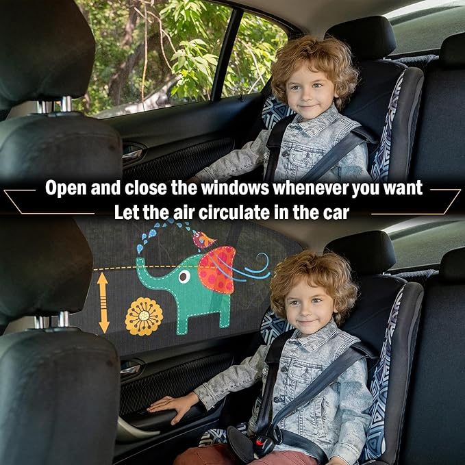 Car Window Shades for Baby, 2 Pack Car Sun Shades with UV Protection, Universal Fit Stretchable Side Window Sunscreen Sun Shades, Rear Window Shades for Kids 21.7 * 39.4 inches