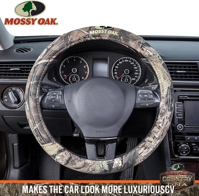 Mossy Oak Full Camo Steering Wheel Cover - Made from Premium Cotton Twill, Universal Fit for 14 1/2 to 15 inches - Official Licensed Product