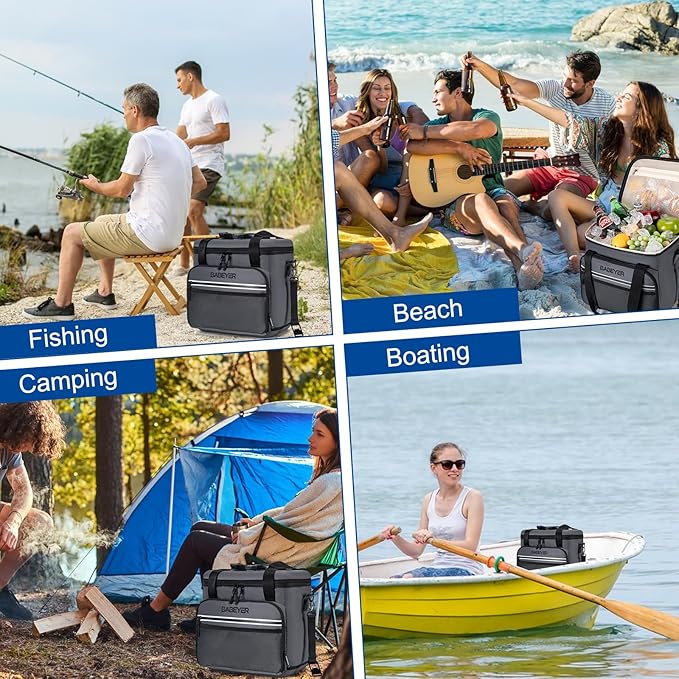 Soft Cooler Bag with Two Ice Packs,Collapsible Cooler for Travel with Adjustable Shoulder Strap,Large Capacity Leakproof Insulated Soft Sided Cooler Bag for Camping, Hiking, Picnic
