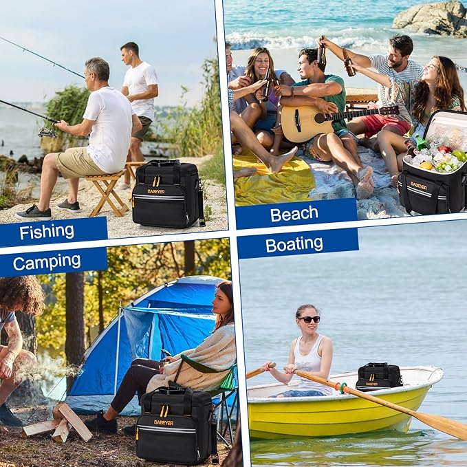 Soft Cooler Bag with Two Ice Packs,Collapsible Cooler for Travel with Adjustable Shoulder Strap,Large Capacity Leakproof Insulated Soft Sided Cooler Bag for Camping, Hiking, Picnic