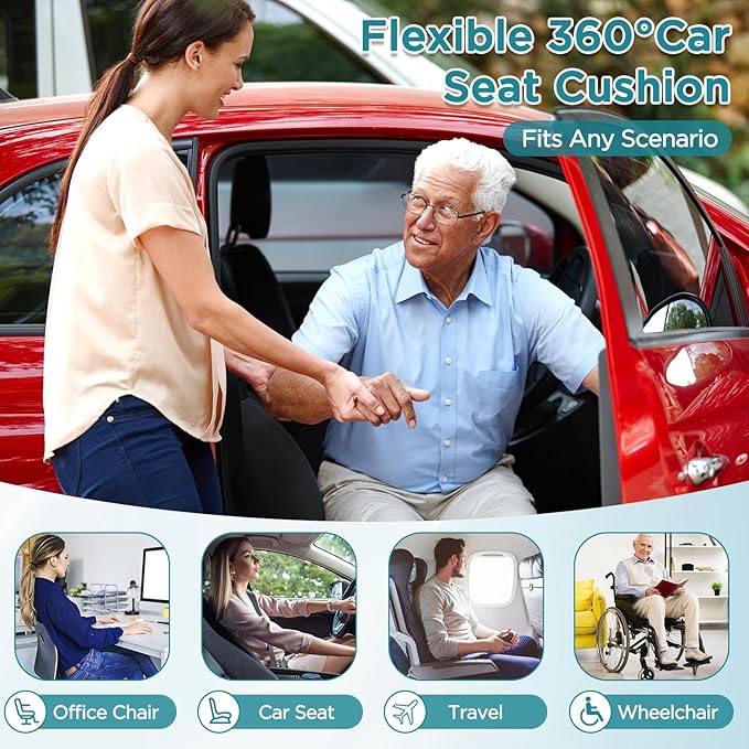FACULX Rotating Seat for Car 360° Swivel Seat for Car for Elderly Non-Slip Portable Rotating Car Seat Pad for Driving, Chairs, Stool Chair, Ergonomic Design (Black)