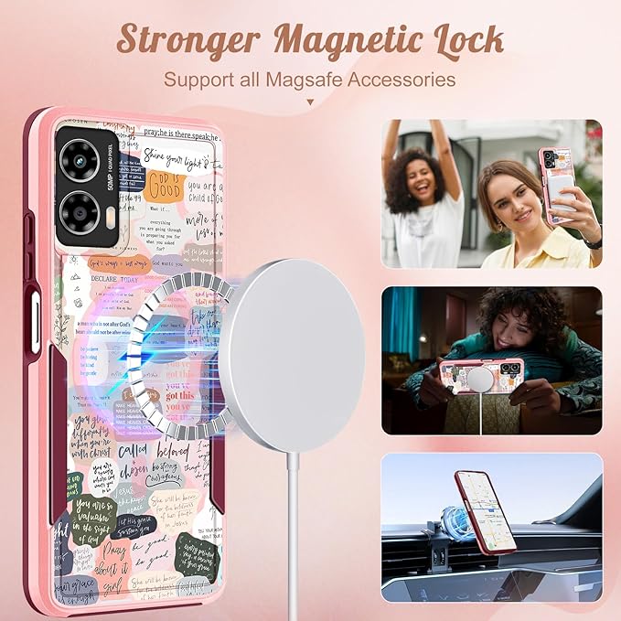 for Moto G Power 5G 2024 Case - Compatible with MagSafe Women Girls Cute Magnetic Phone Cover Girly Kawaii Unique Pretty Heavy Duty Shockproof Design for Motorola Moto G Power 5G 2024 Cases