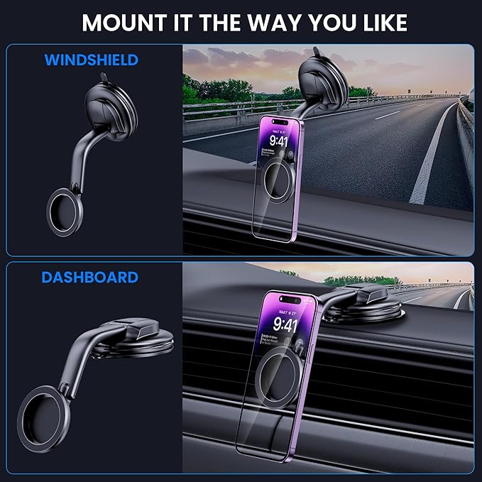 DOLYOFG for Magsafe Car Mount,【Strong Magnets & Low Profile】 Magnetic Phone Holder for Car Dashboard Windshield Universal Hands Free Car Phone Holder for iPhone 15 14 13 12 Pro Max Plus Android