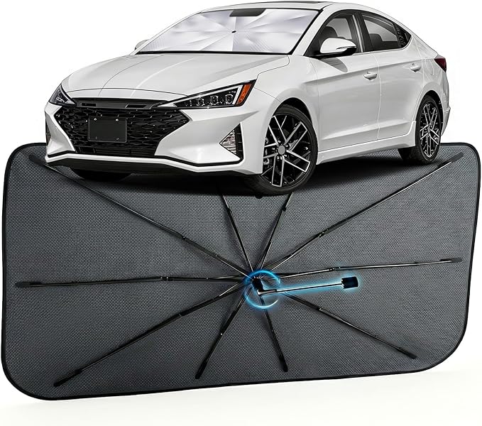 Car Windshield Sun Shade for Hyundai Elantra 2017-2020 –[Reflective Coated Fabric] Sunshade Umbrella for Front Window, Car Shades Sun Visor Keep Car Cool and Protects Interior, 1:1 Exact Fit
