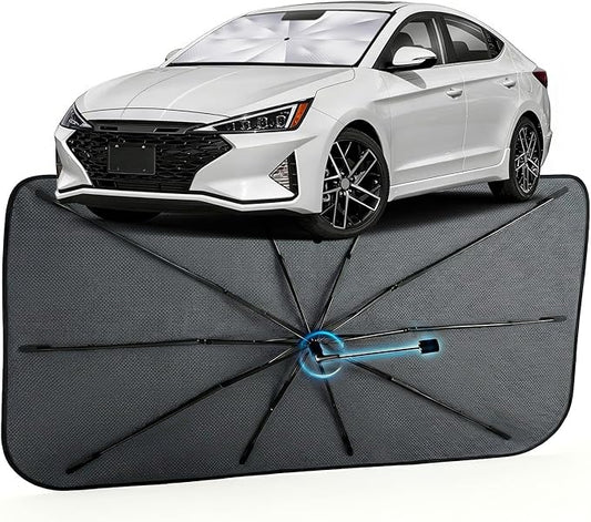 Car Windshield Sun Shade for Hyundai Elantra 2017-2020 –[Reflective Coated Fabric] Sunshade Umbrella for Front Window, Car Shades Sun Visor Keep Car Cool and Protects Interior, 1:1 Exact Fit