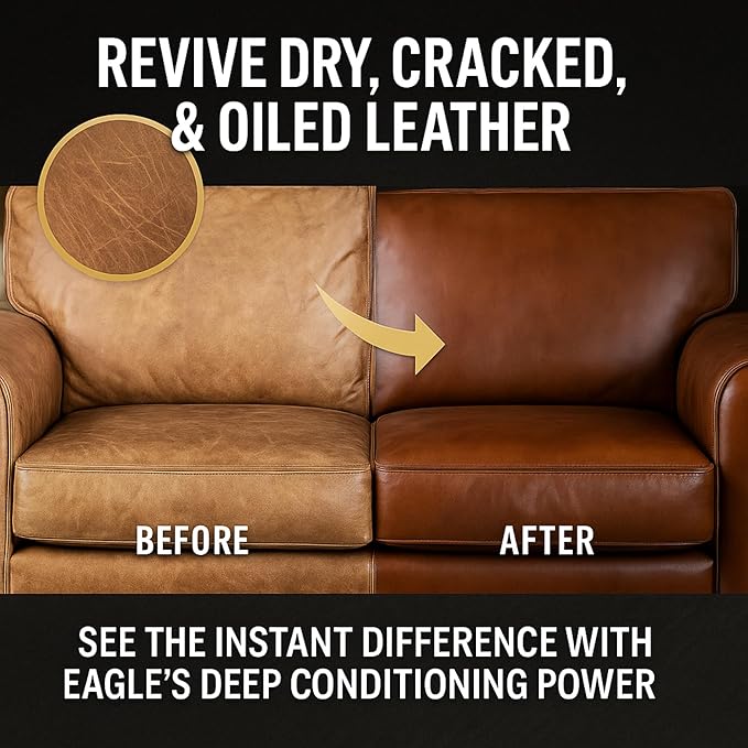 Leather Oil Conditioner with Applicator & Cloth – All-Natural Deep Conditioning Oil for Saddles, Furniture, Bags, Belts & Leather Gear – 8.45oz Restorative Oil for Dry, Cracked Leather