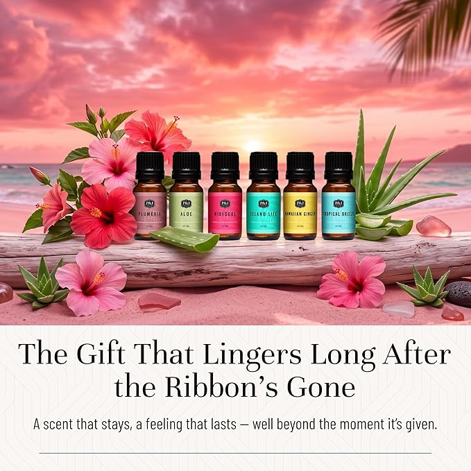 P&J Trading Fragrance Oil Hawaiian Set | Hibiscus, Island Life, Hawaiian Ginger, Tropical Breeze, Plumeria, Aloe Scents for Candle Making, Freshie, Soap Making Supplies, Diffuser Oil Scents