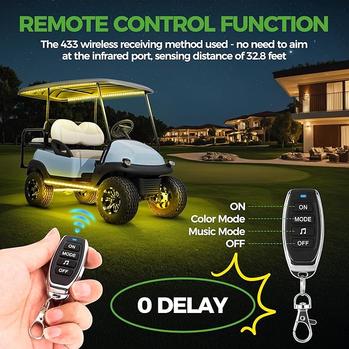 10L0L 6PCS Golf Cart Underglow LED Light Strip Kit with Canopy Lights, 22 Dream Color Modes Underglow LED Light Strip Control Music Sync IP67 12V-80V Input for Yamaha EZGO Club Car