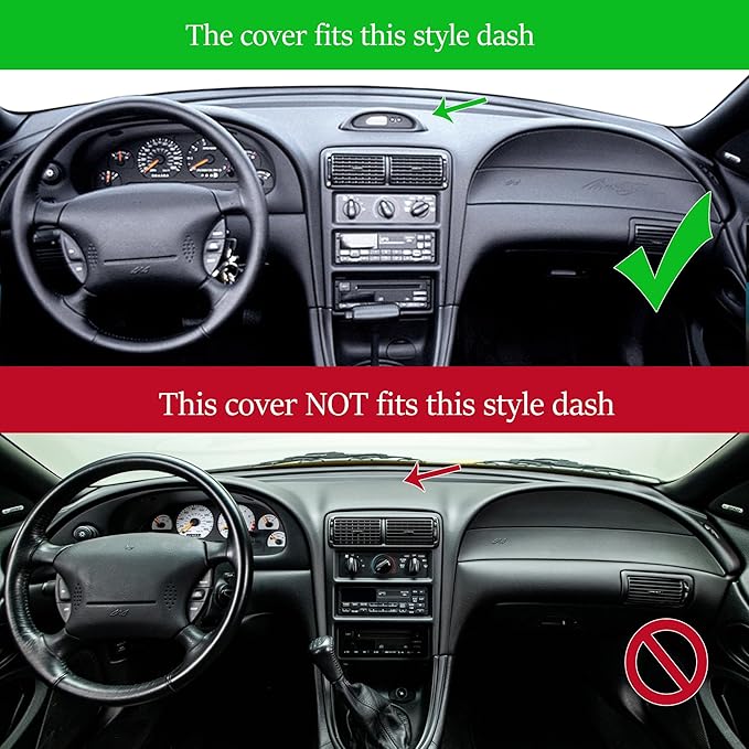 Dash Cover Mat Custom Fit for Ford Mustang Dashboard Cover Pad Cap Carpet Protector(Black) J280