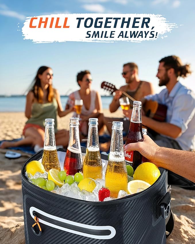 Soft-Sided Cooler Bag, 7/16/30 Can Insulated Lunch Box, Waterproof, Leak-Proof, Portable Lunch Bag for Work, Beach, Drink, Travel, Camping, Picnic