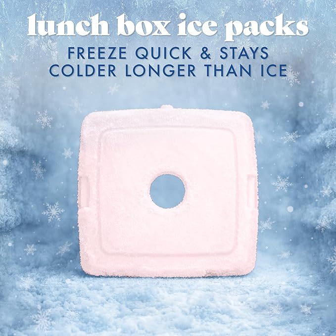 Cool Coolers by Fit & Fresh Slim Ice Packs, Quick Freeze Reusable Ice Packs for Lunch Boxes & Coolers, Long-Lasting, Space Saving Lunch Ice Packs, Light Pink, 4Pk