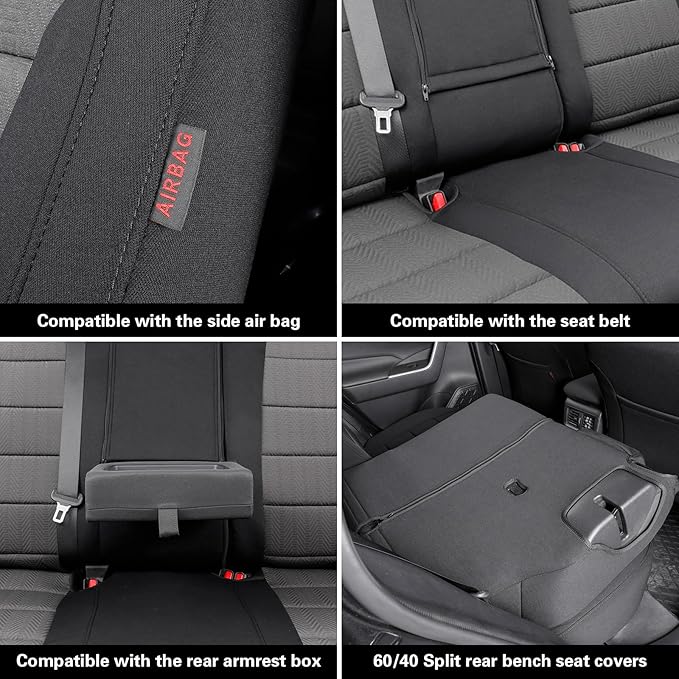 coverdream Rav4 Seat Covers Custom Fit for 2013-2018 Toyota Rav4 LE,Full Coverage Polyester Car Seat Protector(Full Set,Black & Gray)
