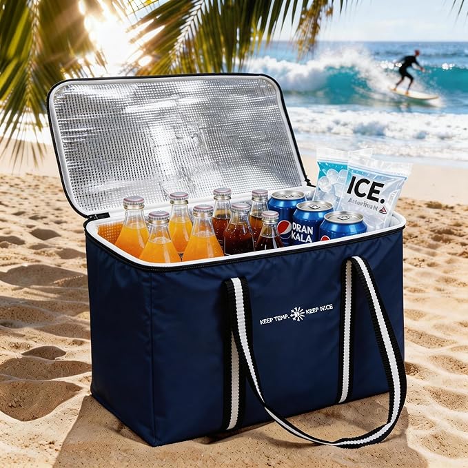 modscape Large Heavy Duty Insulated Grocery Bags–Delivery Bags with Hard Bottom Food Transport,Thermal Bags for Cold and hot Food, Collapsible Cooler for Shopping & Travel, Camping & Beach