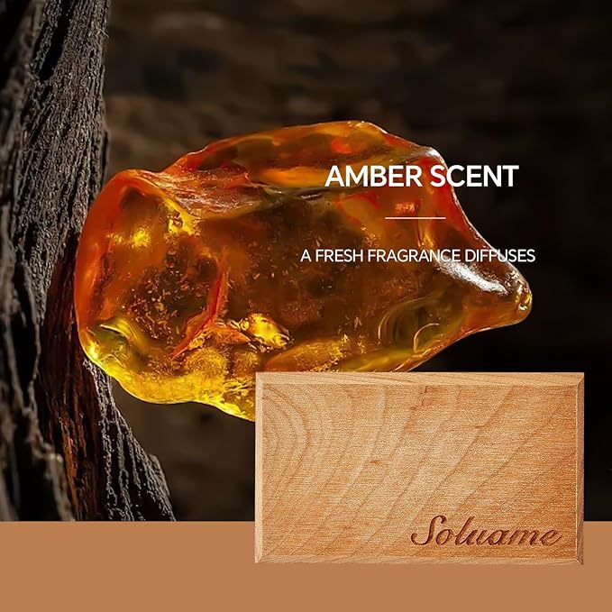Car Air Freshener, Natural Wood Air Freshener Long Lasting, Car Air Freshener Diffuser with Metal Clip, Car Odor Eliminator, Magnetic Auto Accessories Amber