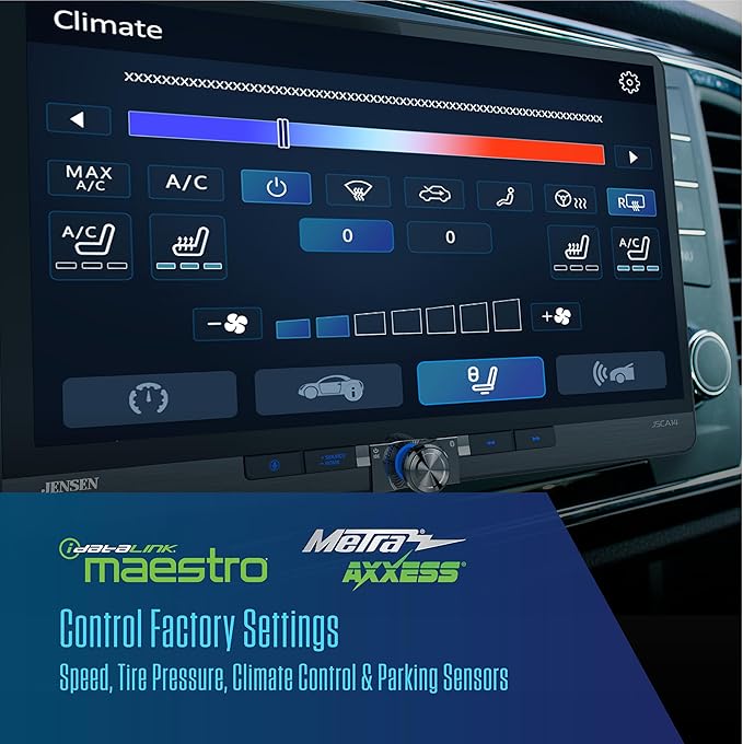 JENSEN J5CA14 14-inch Certified Apple CarPlay Android Auto Wired or Wireless | Maestro & Metra Axxess Ready | Single & Double DIN Car Stereo | SiriusXM Ready | Bluetooth | Front & Rear Camera Inputs